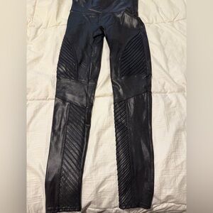 Black Quilted Moto-Style Leather Spanx